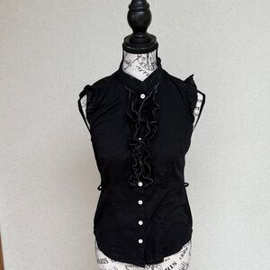 SPRING CLEANING! Black Ruffled Women's Top